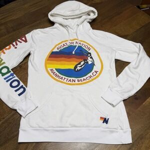 Aviator Nation Hoodie Manhattan Beach White Size M RARE